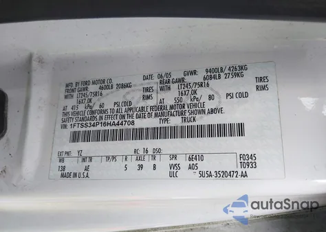 2006 Ford E-350 Super Duty Commercial/Recreational from USA, damaged, VIN 1FTSS34P16HA44708